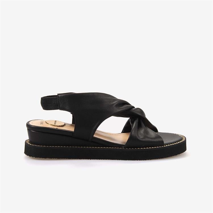 Mocassini Hakiki Deri Siyah Kadın Sandalet 7690