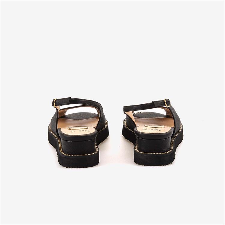 Mocassini Hakiki Deri Kadın Siyah Floter Sandalet