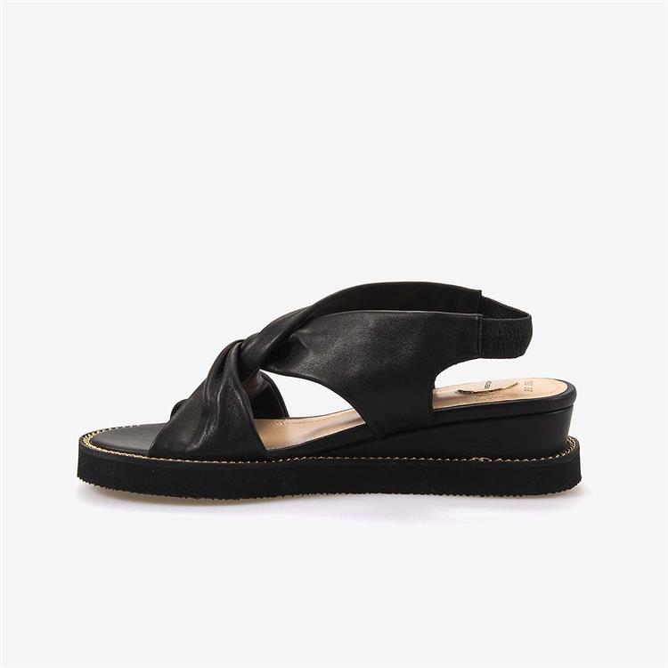 Mocassini Hakiki Deri Siyah Kadın Sandalet 7690