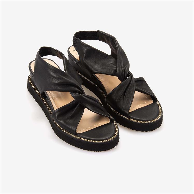 Mocassini Hakiki Deri Siyah Kadın Sandalet 7690