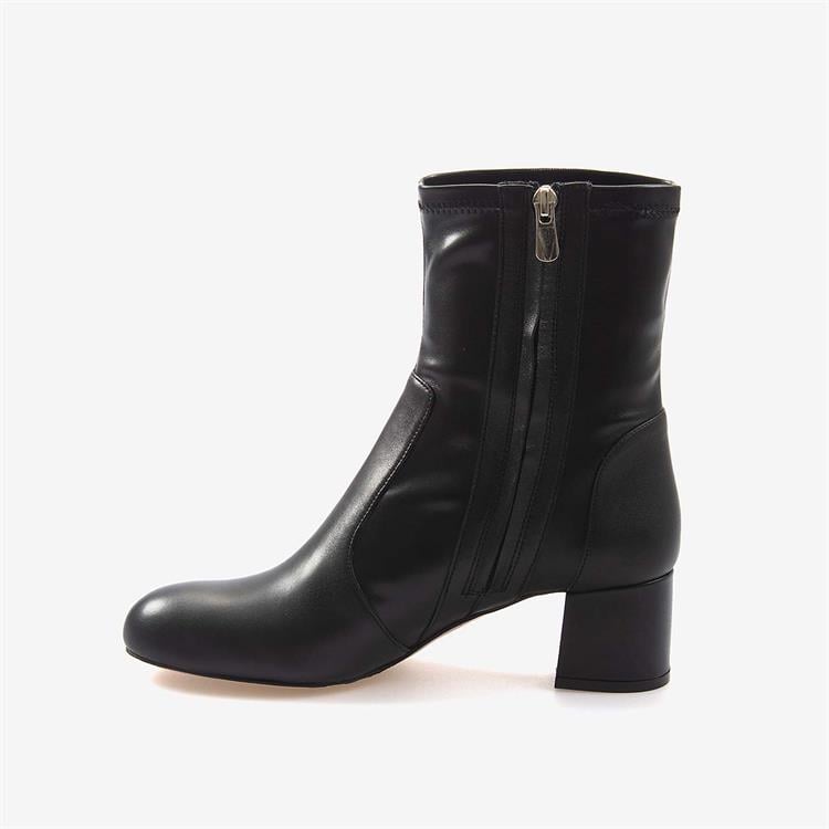 Mocassini Hakiki Deri Kadın Siyah Bot M101