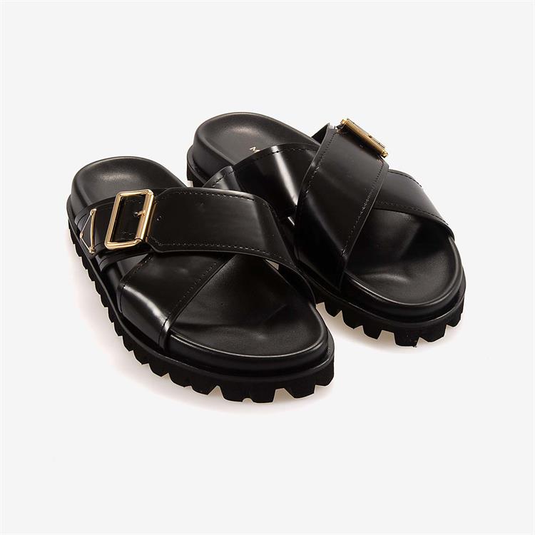 Mocassini Hakiki Deri Siyah Açma Erkek Terlik 10034-2