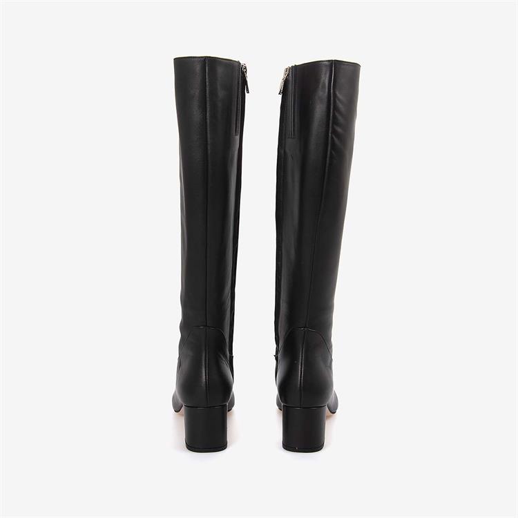 Mocassini Hakiki Deri Siyah Kadın Çizme M102