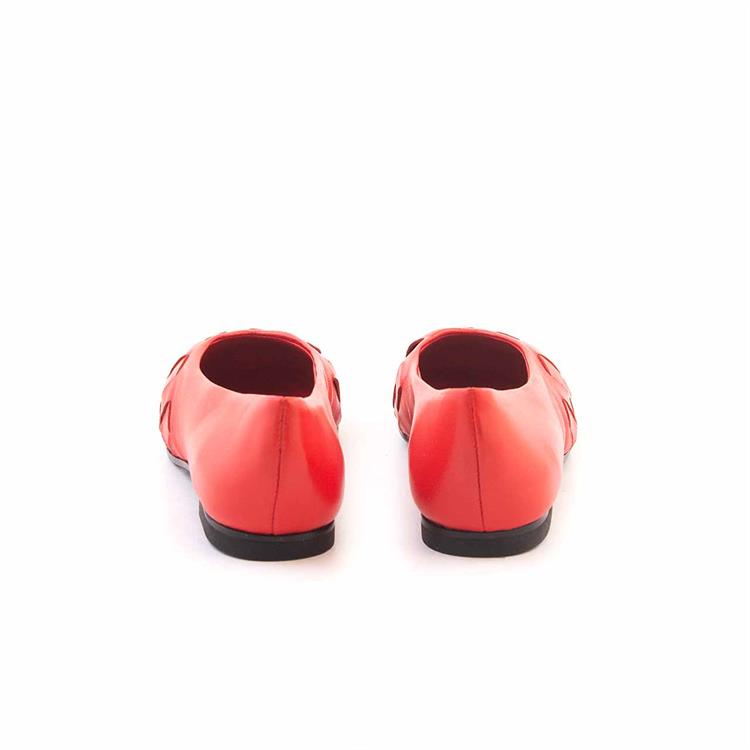 Mocassini Kadın Hakiki Deri Kauçuk Taban Kırmızı Babet Ayakkabı
