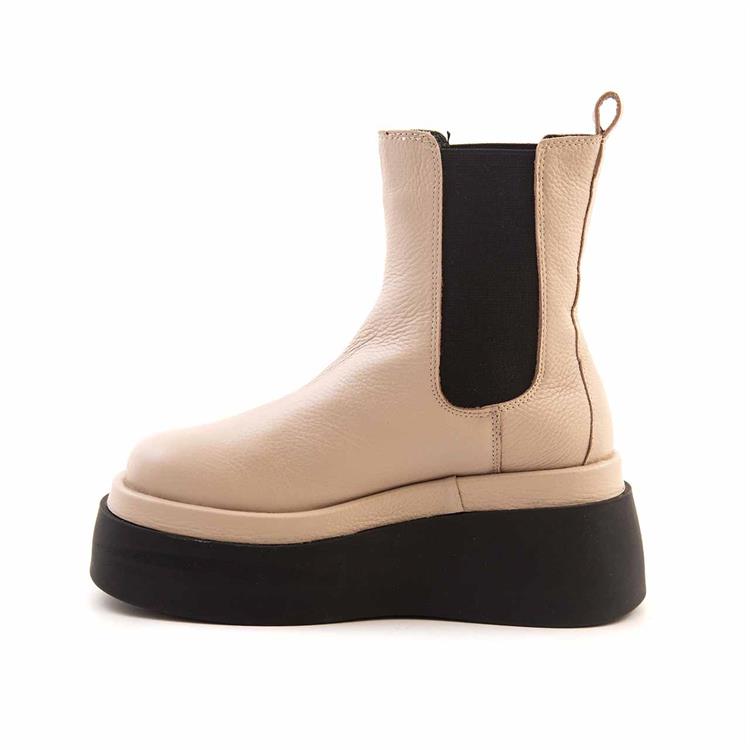 Mocassini Kadın Hakiki Deri Kauçuk Taban Bej Günlük Bot