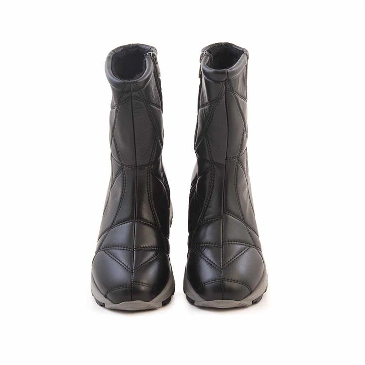 Mocassini Kadın Hakiki Deri Kauçuk Taban Siyah Günlük Bot