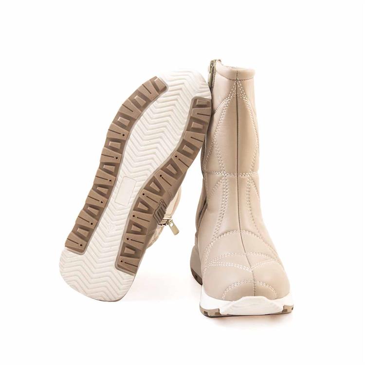 Mocassini Kadın Hakiki Deri Kauçuk Taban Bej Günlük Bot