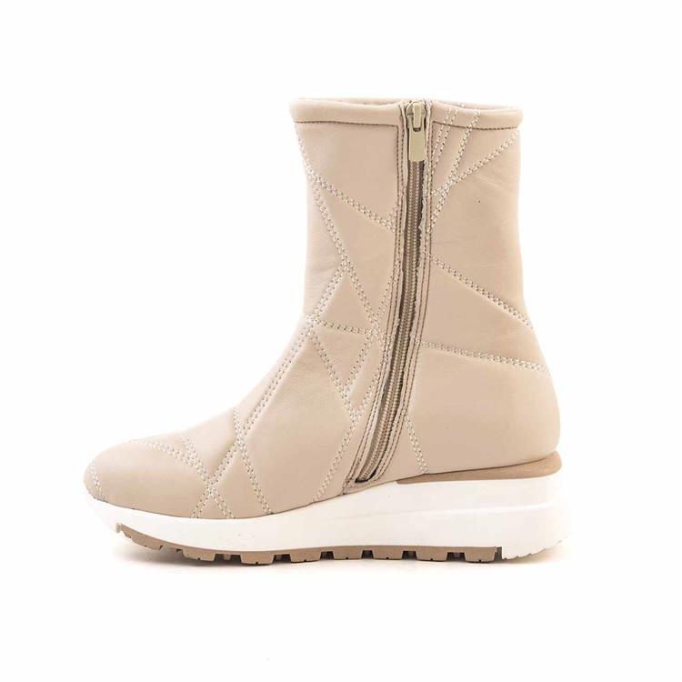 Mocassini Kadın Hakiki Deri Kauçuk Taban Bej Günlük Bot