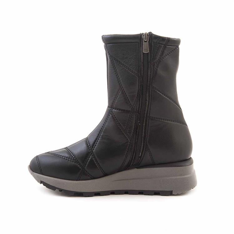 Mocassini Kadın Hakiki Deri Kauçuk Taban Siyah Günlük Bot