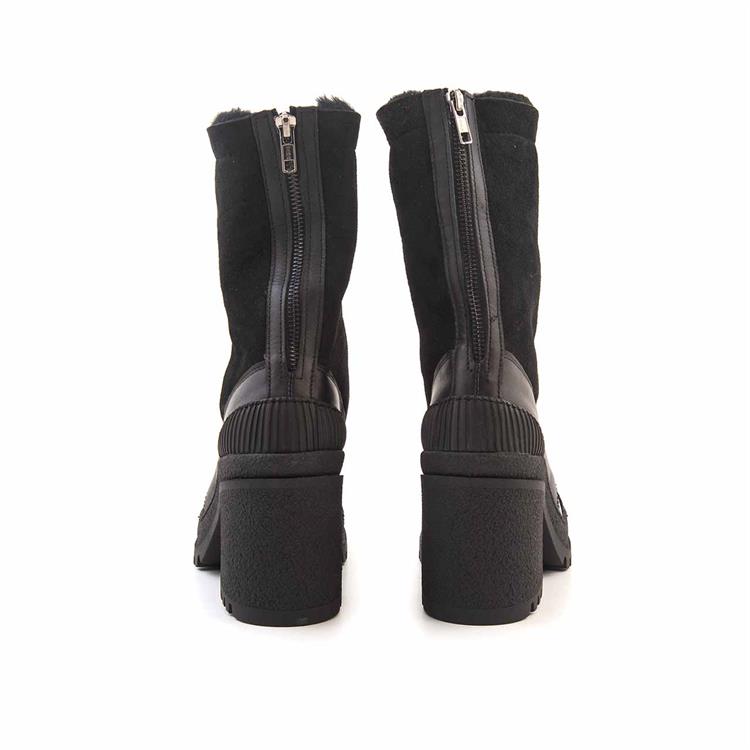 Mocassini Kadın Hakiki Deri Kauçuk Taban Siyah Günlük Bot