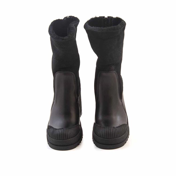 Mocassini Kadın Hakiki Deri Kauçuk Taban Siyah Günlük Bot