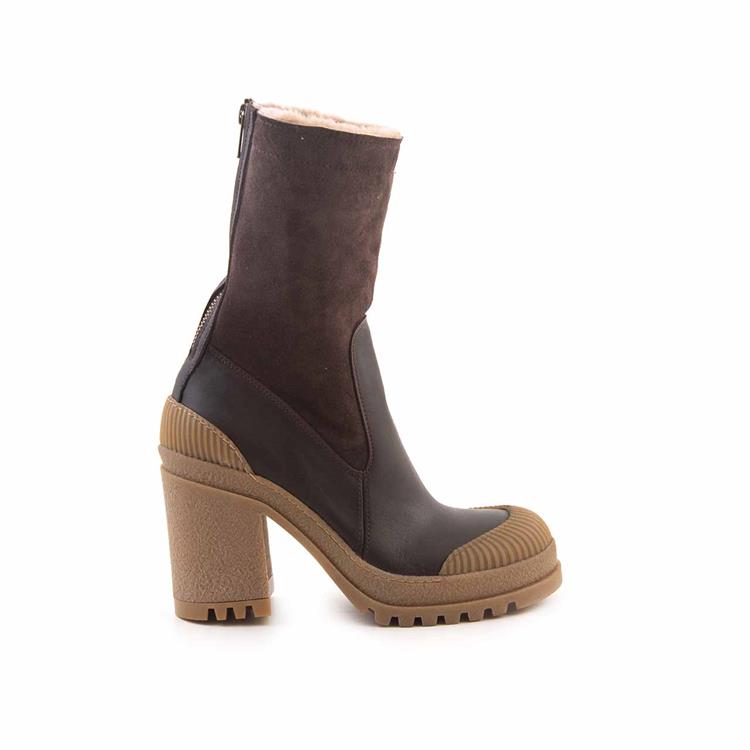 Mocassini Kadın Hakiki Deri Kauçuk Taban Kahverengi Günlük Bot