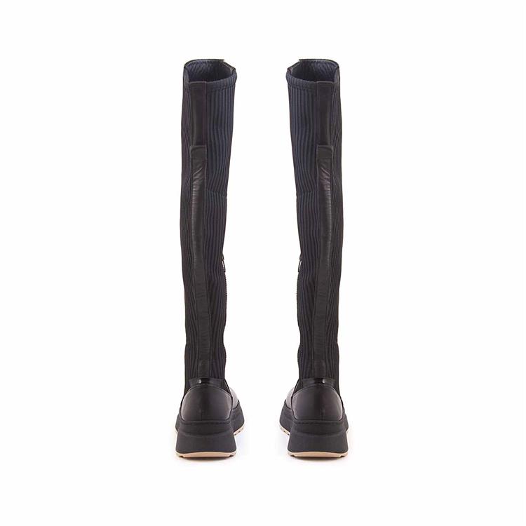 Mocassini Kadın Hakiki Deri Kauçuk Taban Siyah Günlük Çizme