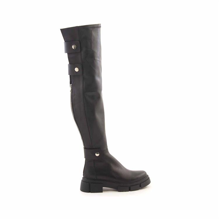 Mocassini Kadın Hakiki Deri Kauçuk Taban Siyah Günlük Çizme