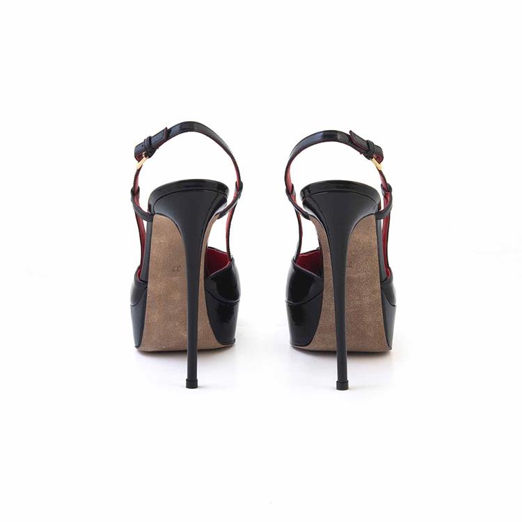 Mocassini Kadın Rugan Deri Kösele Taban Siyah Gece & Abiye Ayakkabı