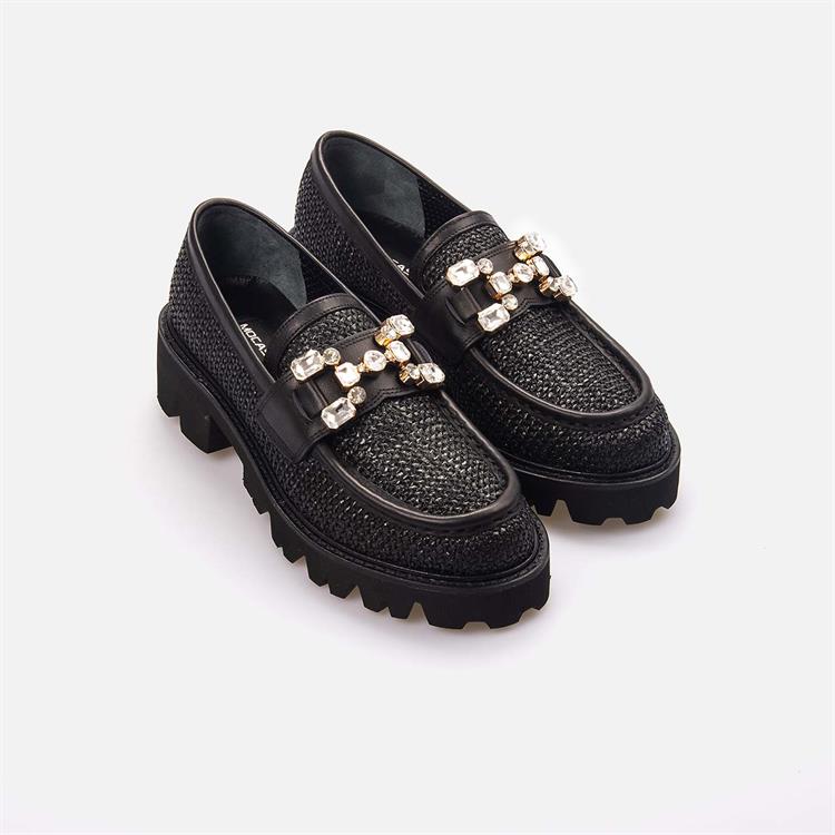 Mocassini Kadın Hakiki Deri Eva Taban Siyah Günlük Ayakkabı