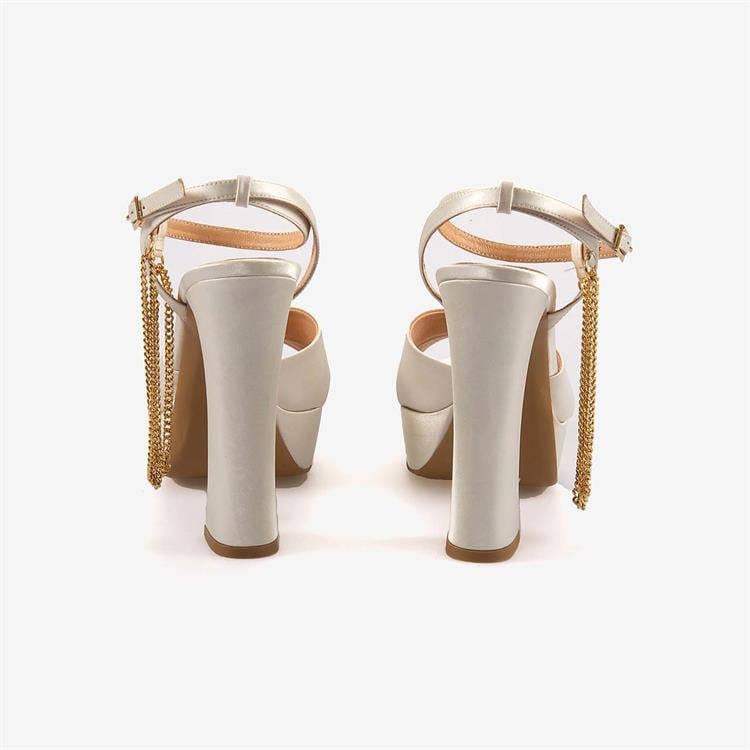 Mocassini Kadın Saten Uzun Topuklu Gece & Abiye Beyaz Saten Ayakkabı 656494