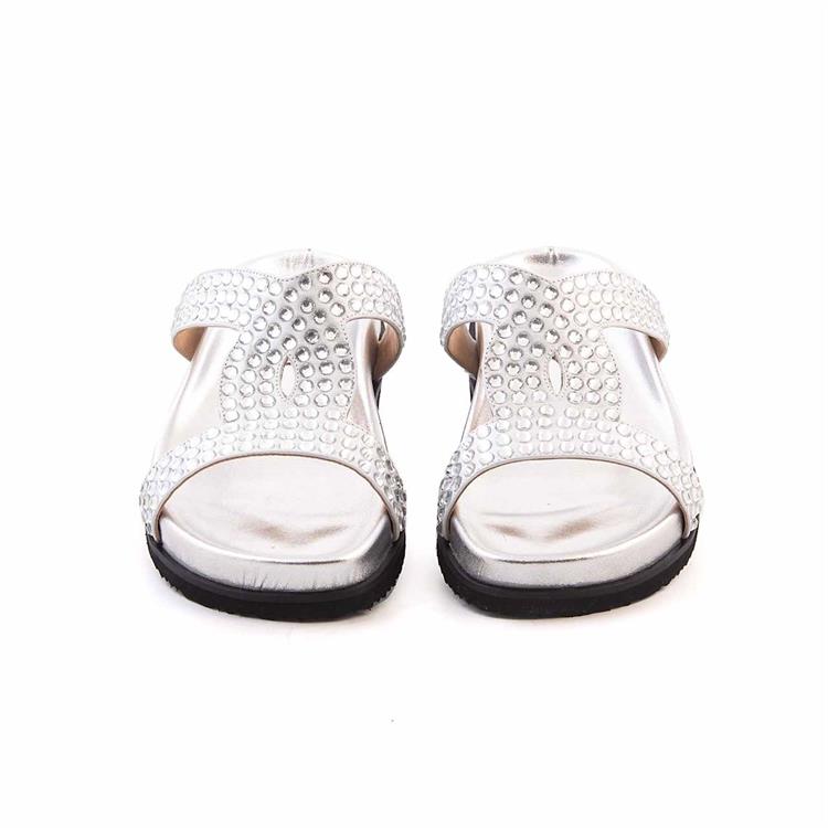 Mocassini Kadın Hakiki Deri Eva Taban Gümüş Terlik Terlik