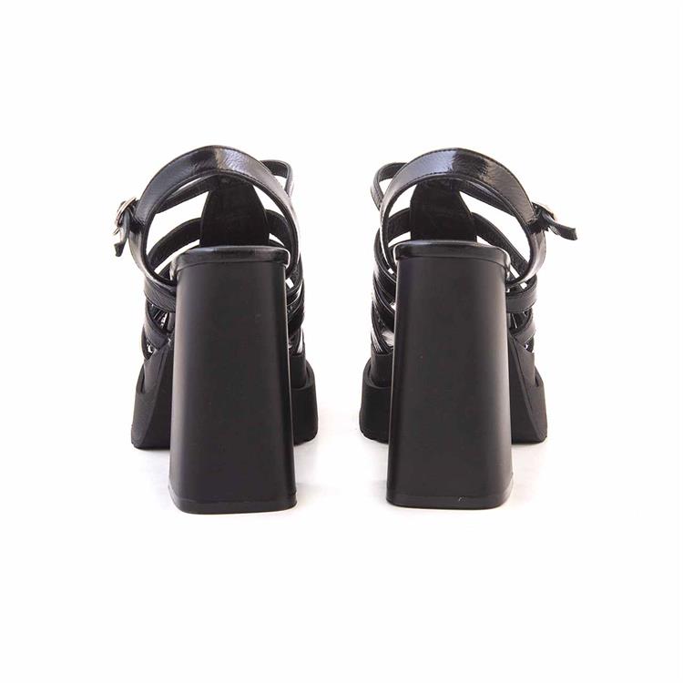 Mocassini Kadın Rugan Deri Poli Taban Siyah Sandalet 