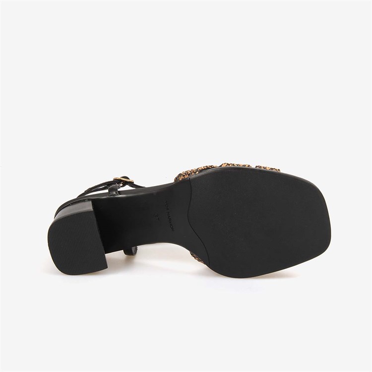 Noa Harmon Kadın Ayarlanabilir Kayışlı Black-Cuero 5cm Topuklu Sandalet 10287