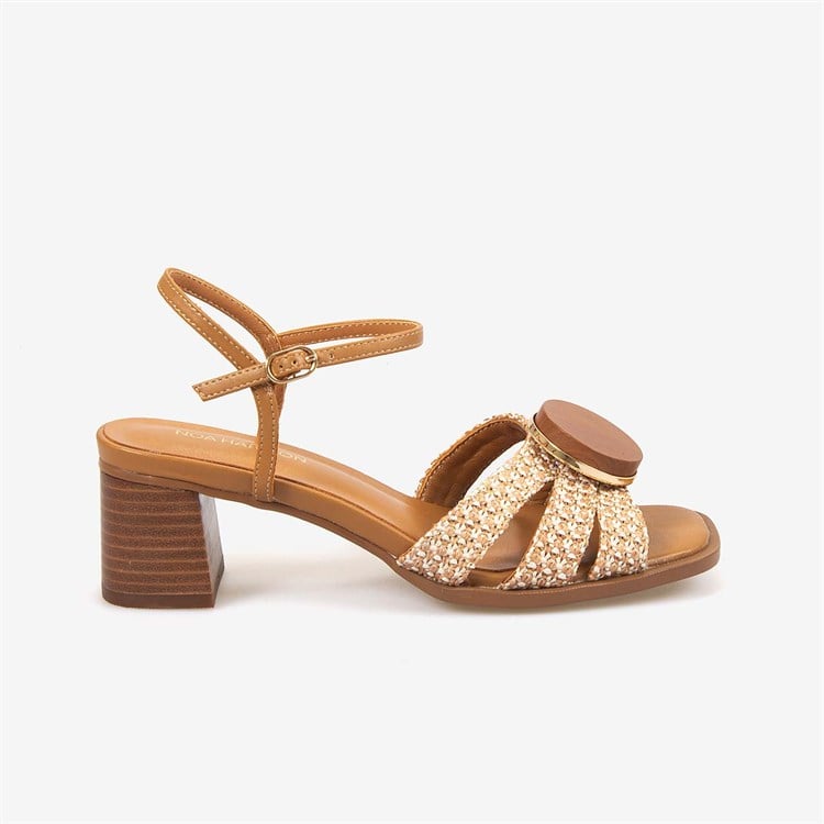 Noa Harmon Kadın Ayarlanabilir Kayışlı Multi Tan 5cm Topuklu Sandalet 10287