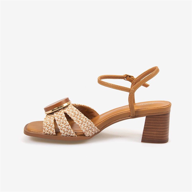 Noa Harmon Kadın Ayarlanabilir Kayışlı Multi Tan 5cm Topuklu Sandalet 10287