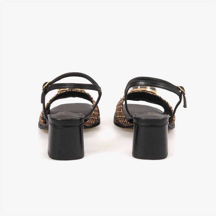 Noa Harmon Kadın Ayarlanabilir Kayışlı Black-Cuero 5cm Topuklu Sandalet 10287