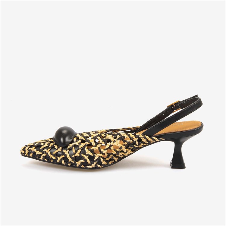 Noa Harmon Kadın Örgü SlingBack 5,5cm Sivri Burun Topuklu Ayakkabı 10342