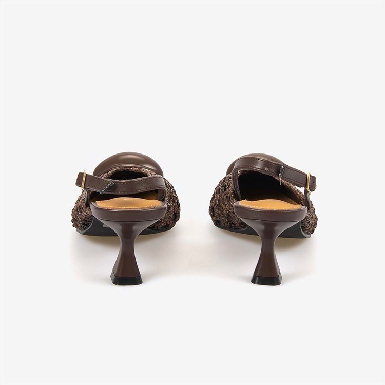 Noa Harmon Kadın Örgü SlingBack 5,5cm Sivri Burun Topuklu Ayakkabı 10342