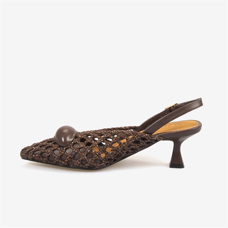 Noa Harmon Kadın Örgü SlingBack 5,5cm Sivri Burun Topuklu Ayakkabı 10342