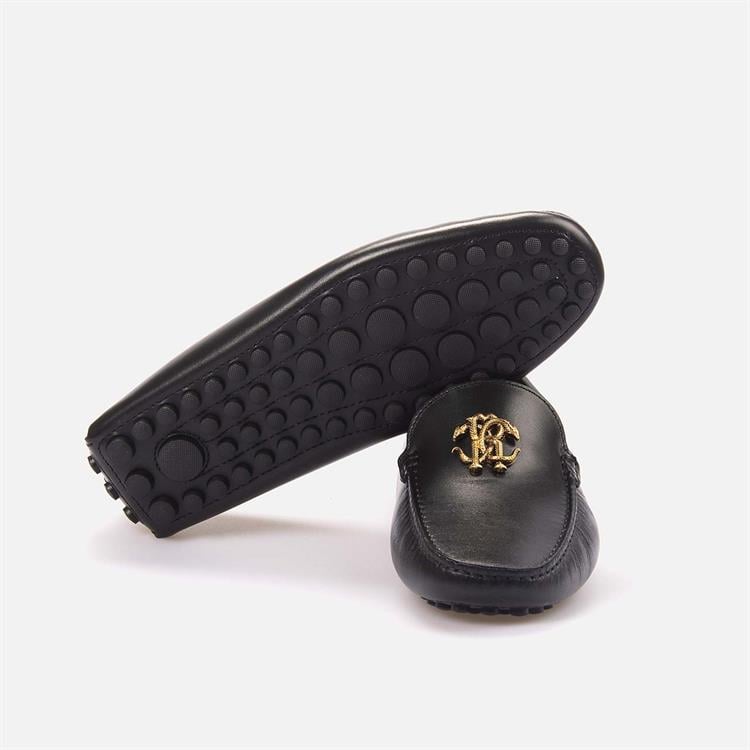 Roberto Cavalli Erkek Hakiki Deri Siyah Loafer Konforlu Ayakkabı