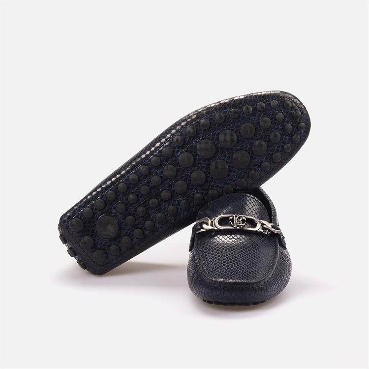Roberto Cavalli Erkek Hakiki Deri Mavi Python Loafer Konforlu Ayakkabı