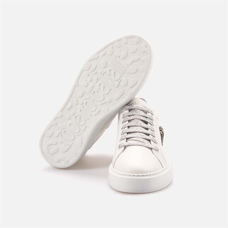 Roberto Cavalli Kadın Hakiki Deri Beyaz-Gümüş Spor & Sneaker Ayakkabı