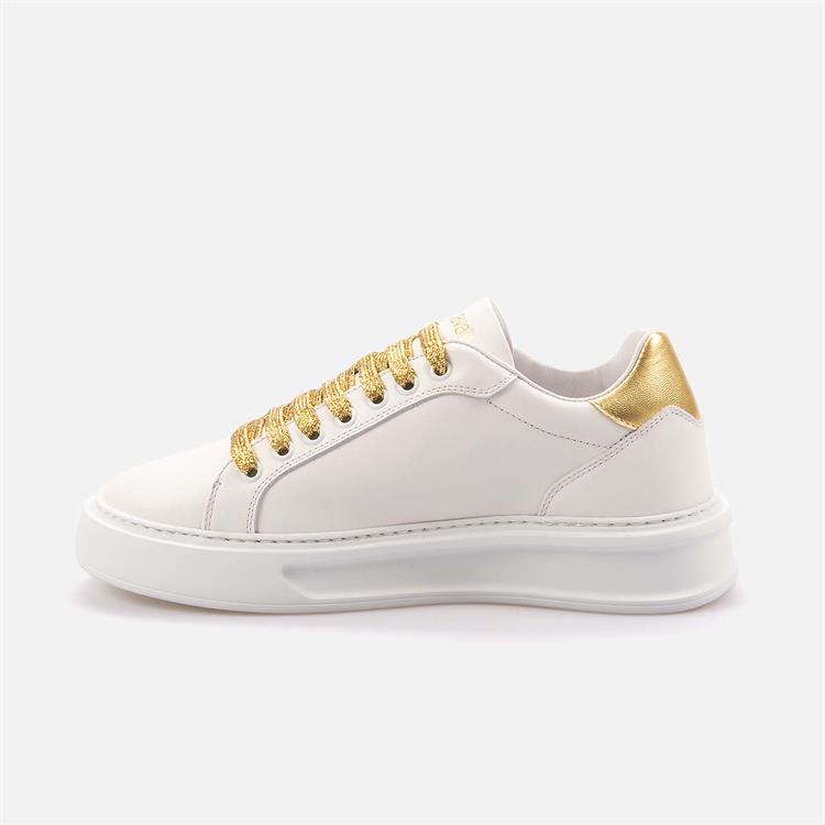 Roberto Cavalli Kadın Hakiki Deri Beyaz-Altın Sarısı Spor & Sneaker Ayakkabı