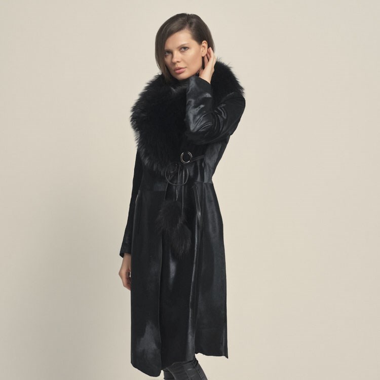 Rouge Kadın Kürklü Dolgu Taban Siyah Kürk Mont