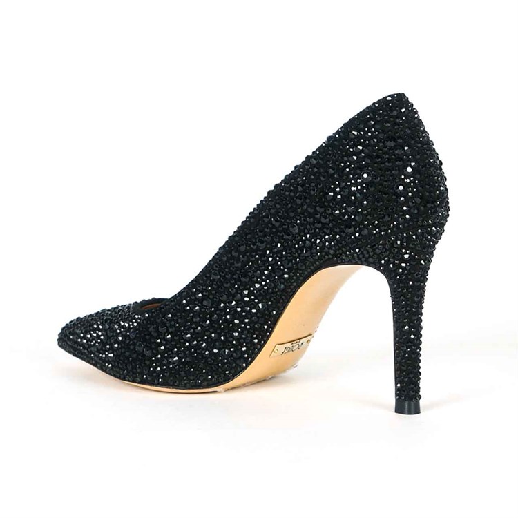 Rouge Kadın Taşlı Neolit Taban Siyah Süet Gece & Abiye Ayakkabı