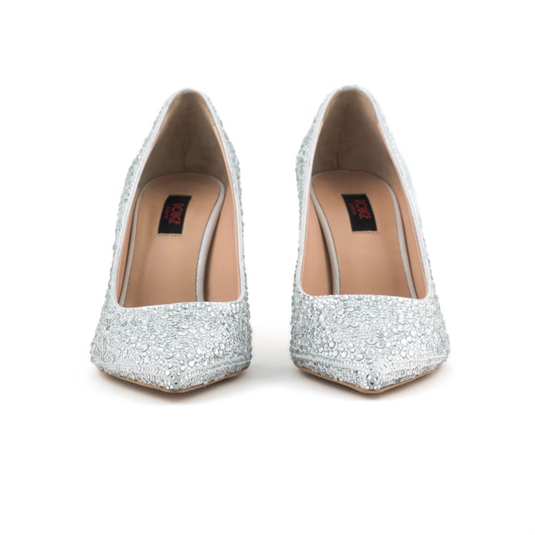 Rouge Kadın Taşlı Neolit Taban Beyaz Süet Gece & Abiye Ayakkabı