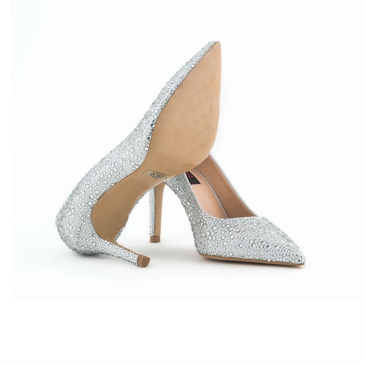 Rouge Kadın Taşlı Neolit Taban Beyaz Süet Gece & Abiye Ayakkabı