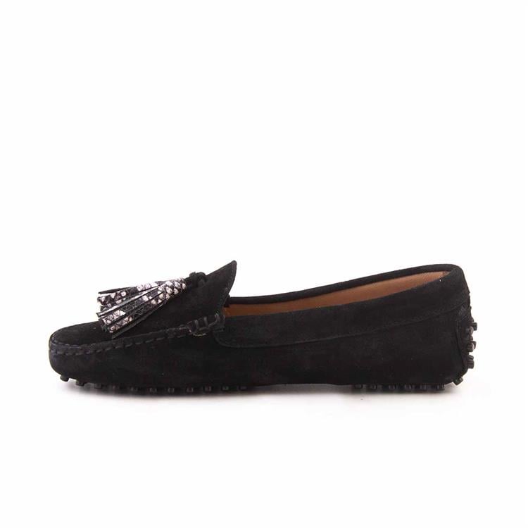 Rouge Kadın Hakiki Deri Kauçuk Taban Siyah Süet Loafer Konforlu Ayakkabı