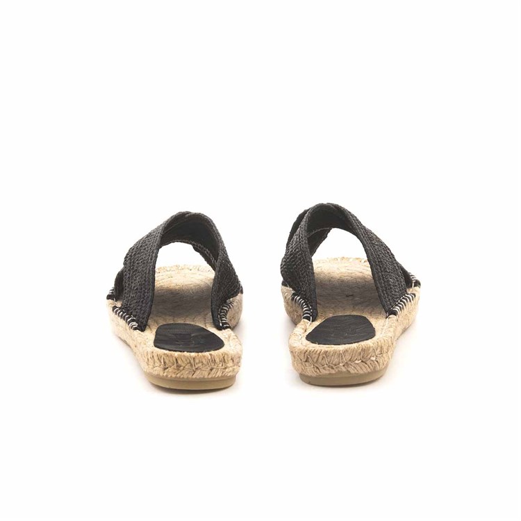 Rouge Kadın Hasır Jut Taban Siyah Terlik Ayakkabı