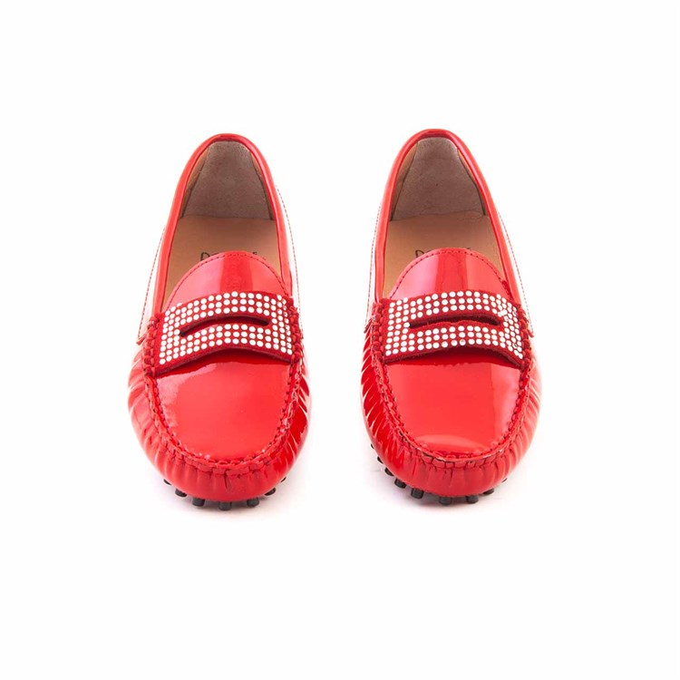 Rouge Kadın Rugan Deri Kauçuk Taban Kırmızı Parlak Babet Ayakkabı