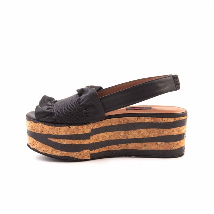 Rouge Kadın Hakiki Deri Eva Taban Siyah Sandalet 