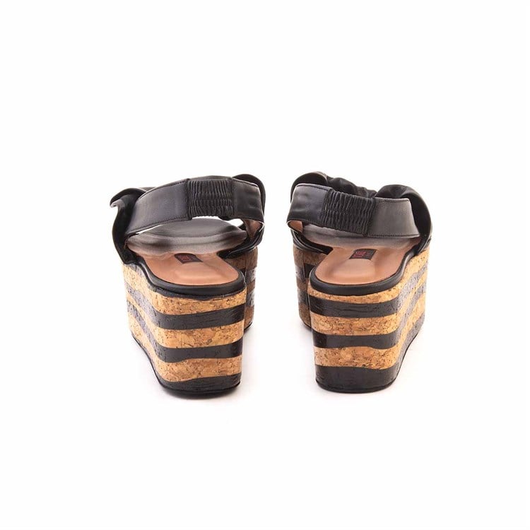 Rouge Kadın Hakiki Deri Eva Taban Siyah Sandalet 