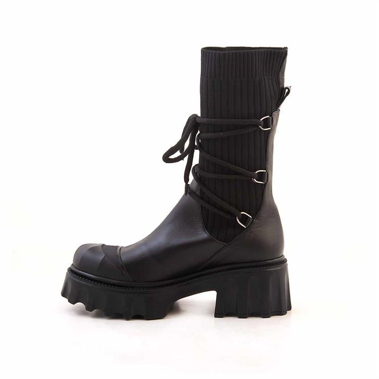 Rouge Kadın Hakiki Deri Eva Taban Siyah Günlük Bot