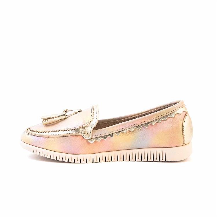 Rouge Kadın Hakiki Deri Kauçuk Taban Bej-Altın Sarısı Günlük Ayakkabı