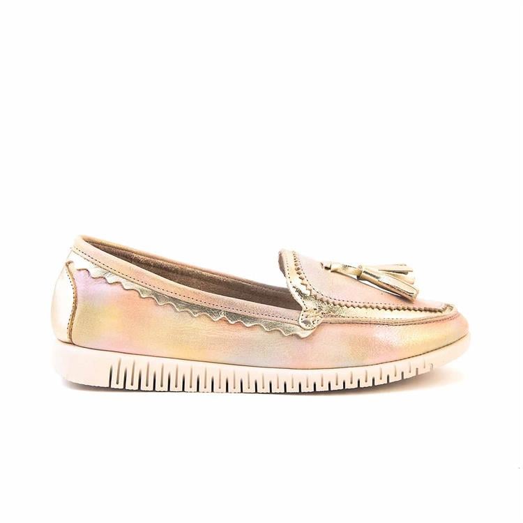 Rouge Kadın Hakiki Deri Kauçuk Taban Bej-Altın Sarısı Günlük Ayakkabı