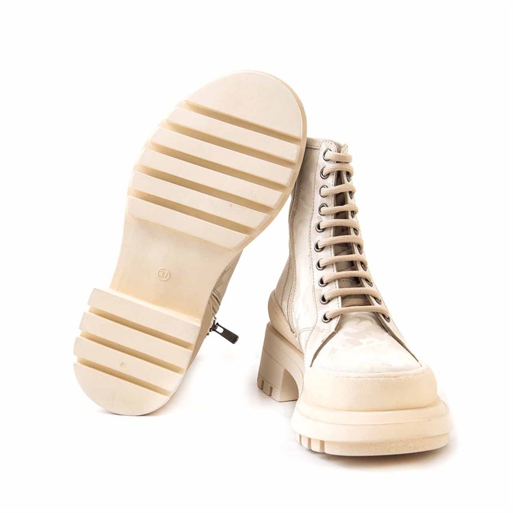 Rouge Kadın Hakiki Deri Eva Taban Bej Kamuflaj Günlük Bot