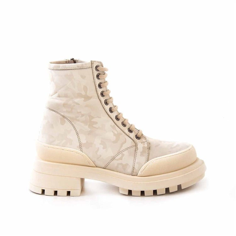 Rouge Kadın Hakiki Deri Eva Taban Bej Kamuflaj Günlük Bot