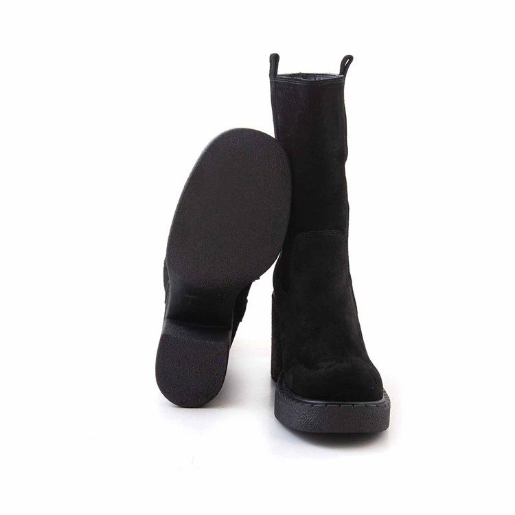 Rouge Kadın Hakiki Deri Termo Taban Siyah Süet Günlük Bot