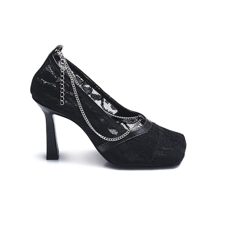 Rouge Kadın Hakiki Deri Kösele Taban Siyah Topuklu Ayakkabı